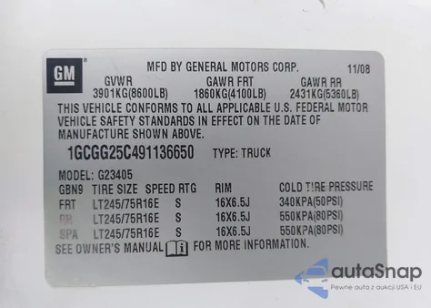 2009 Chevrolet Express 2500 Work Van из США, поврежденный, VIN 1GCGG25C491136650